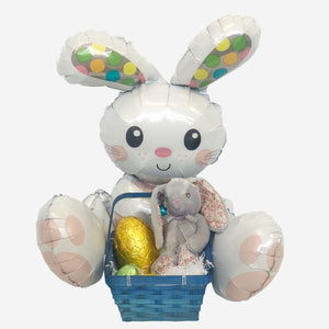 Easter Bunny Basket of Eggs Blue Inflated