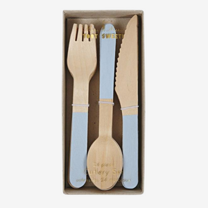 Blue Wooden Cutlery Set