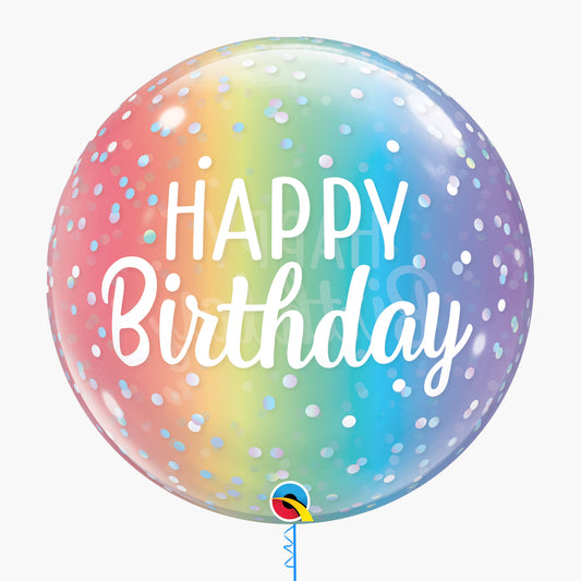 Happy Birthday 22" Ombre Inflated Bubble Balloon