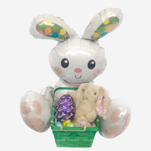 Easter Bunny Basket of Eggs Green Inflated