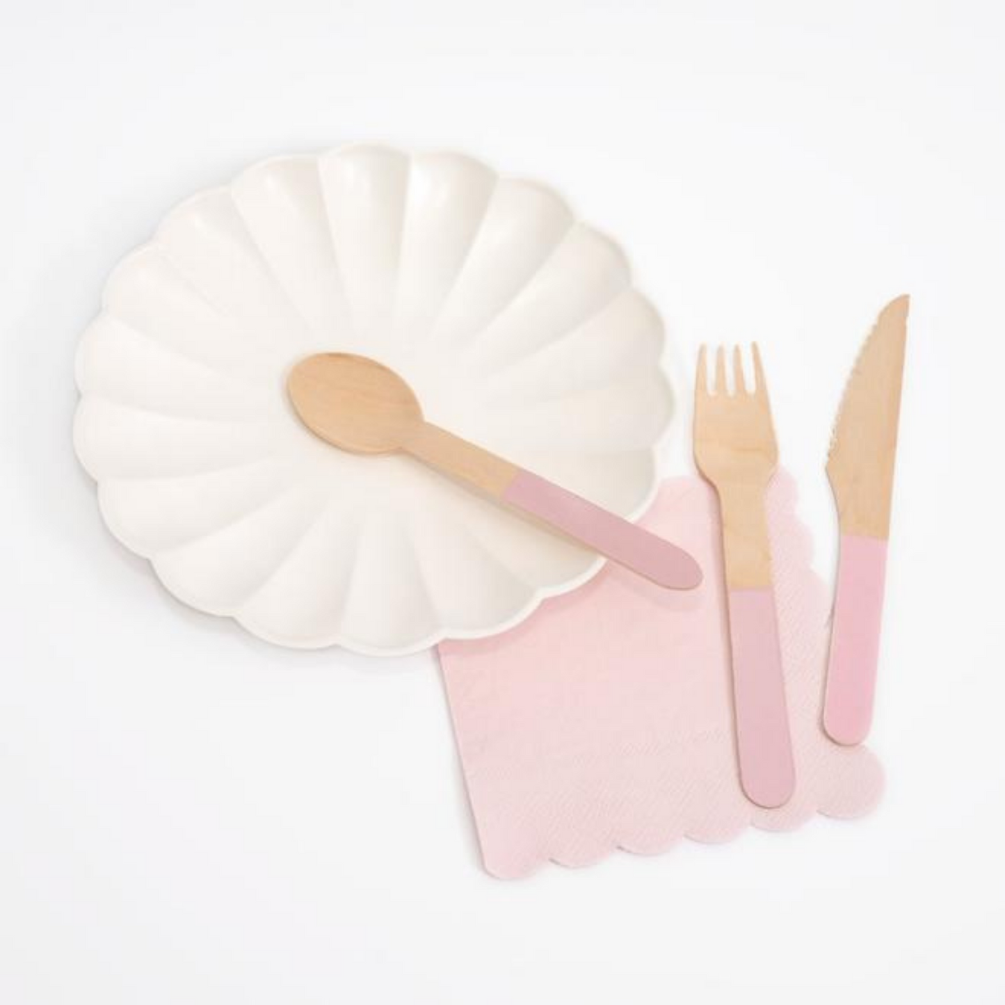 Pink Wooden Cutlery Set