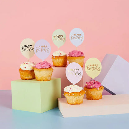 Pastel 'Happy Birthday' Balloon Food Picks