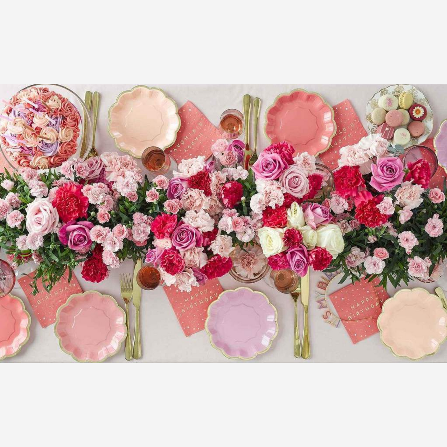 Rose Happy Birthday Banner Garland