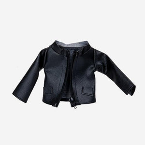 Faux Black Leather Jacket With Zip For Elf