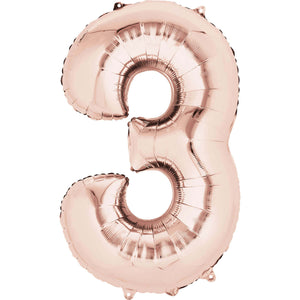 Large Rose Gold Foil Number Balloons 34"