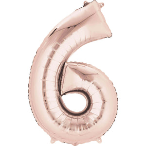 Large Rose Gold Foil Number Balloons 34"