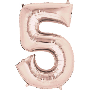 Large Rose Gold Foil Number Balloons 34"