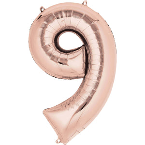 Large Rose Gold Foil Number Balloons 34"