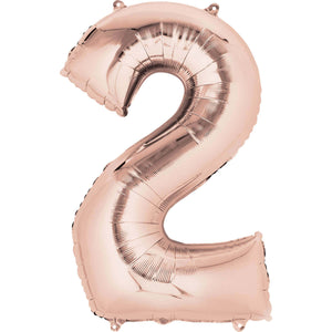 Large Rose Gold Foil Number Balloons 34"