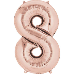 Large Rose Gold Foil Number Balloons 34"