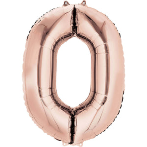 Large Rose Gold Foil Number Balloons 34"