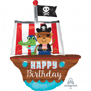 Friendly Pirate Ship Birthday Foil Balloon