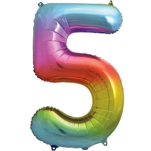 Rainbow Foil Number Balloons 34"