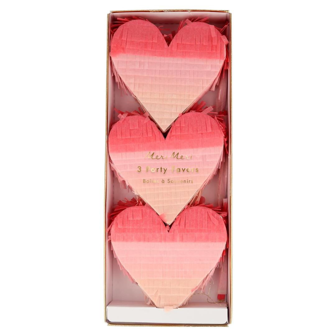 Ombre Heart Piñata Favours 3x