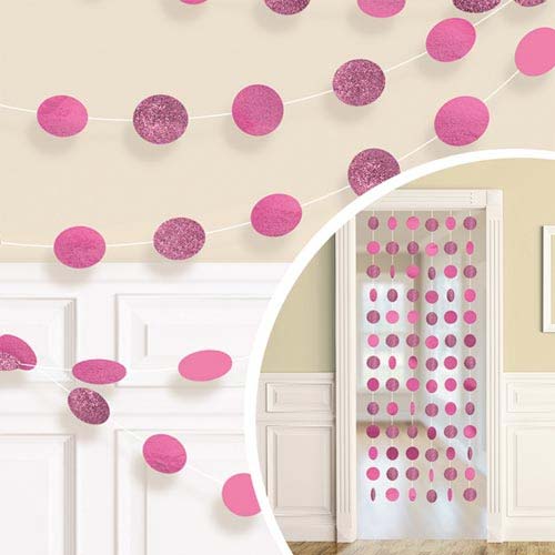 Bright Pink Glitter Dot Garland