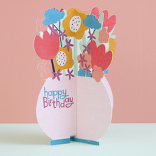 Happy Birthday Card - Vase of Flowers
