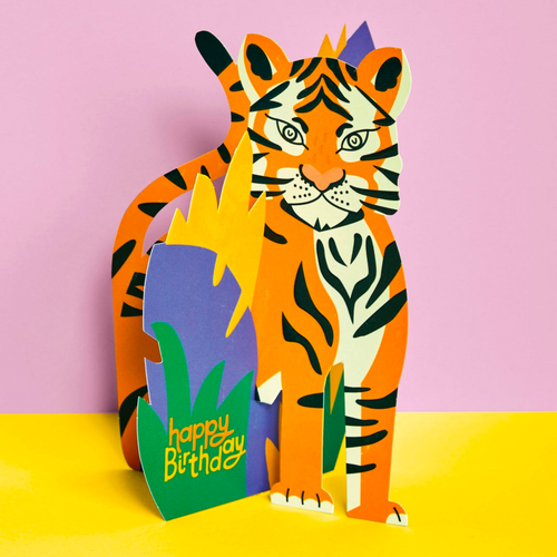 Happy Birthday 3D Fold-out Tiger Birthday Card