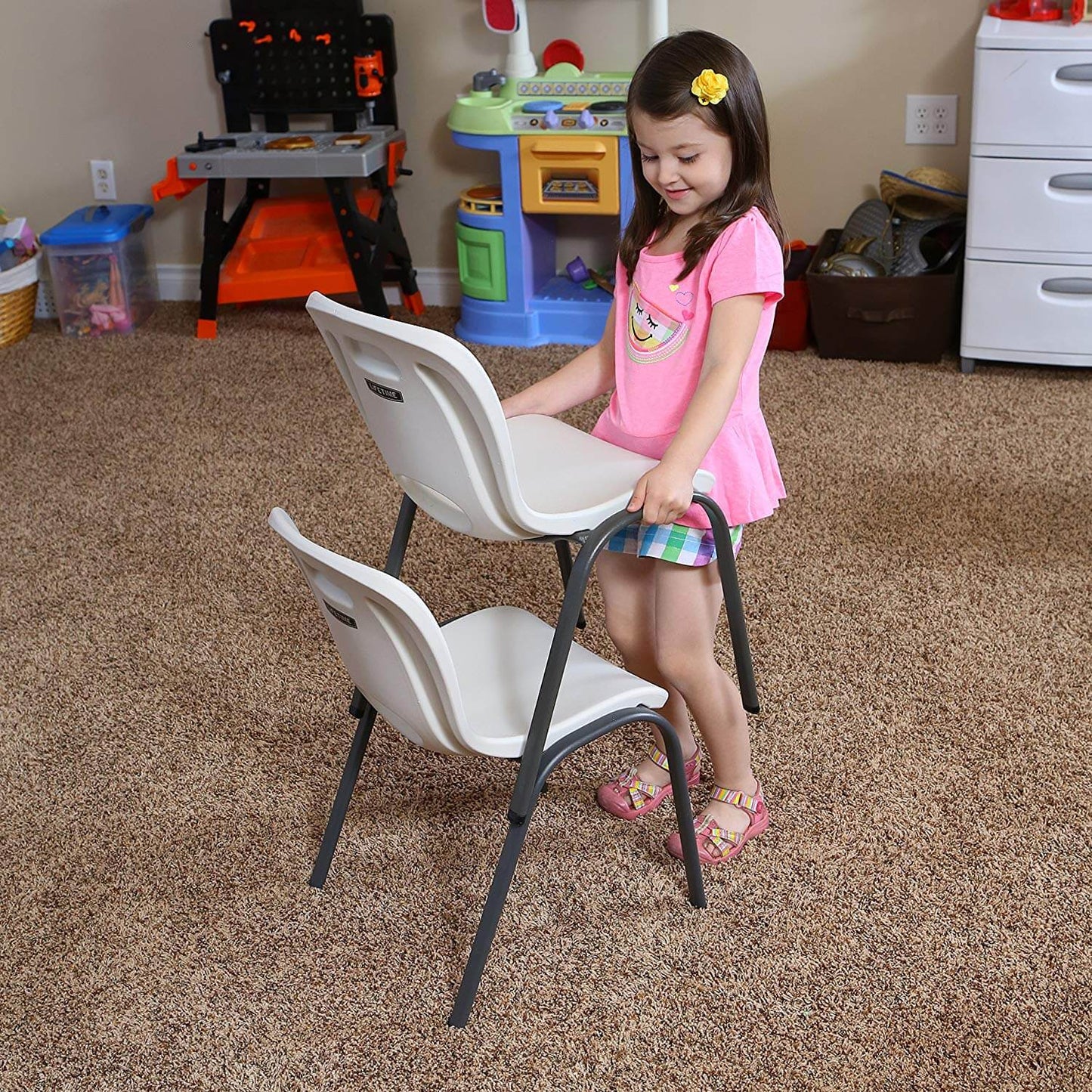 Children's White Square Little Table - 61cm