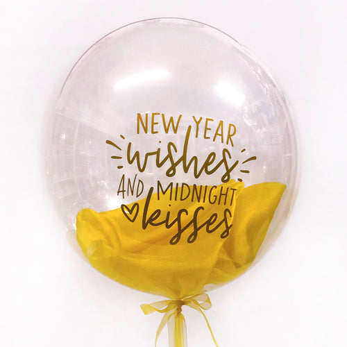 New Year Kisses Clear Balloon