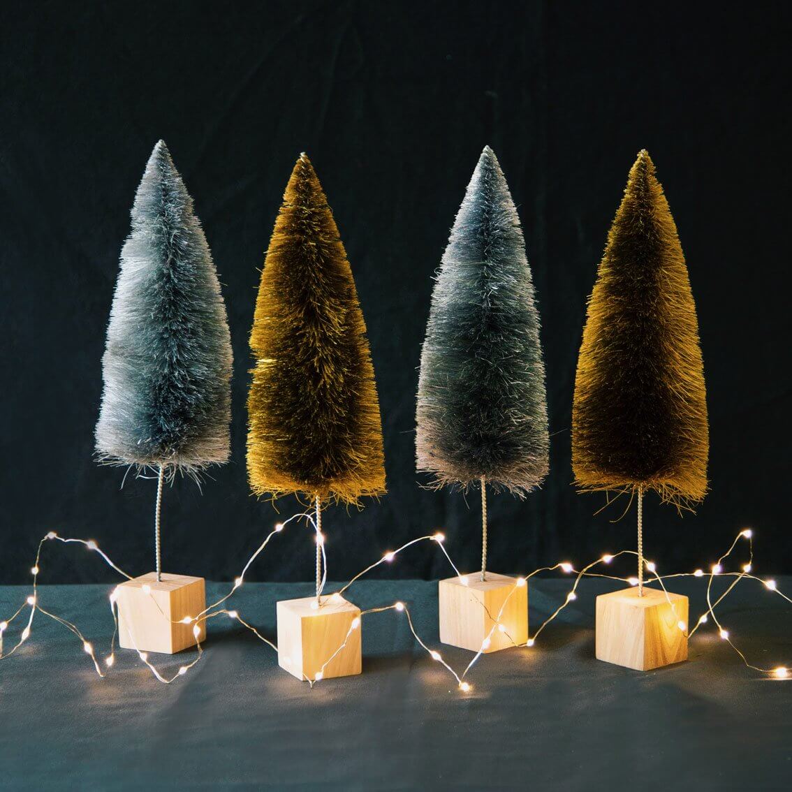 Silver and Gold Bottle Brush Christmas Tree Decorations