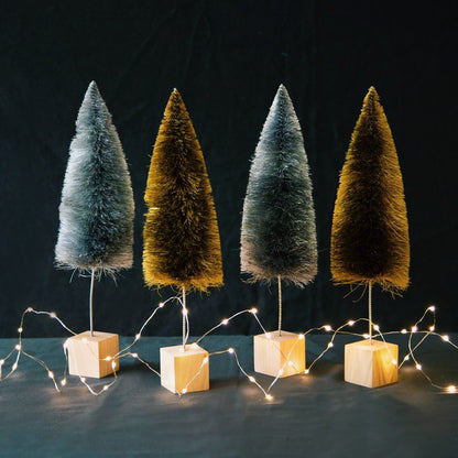Silver and Gold Bottle Brush Christmas Tree Decorations