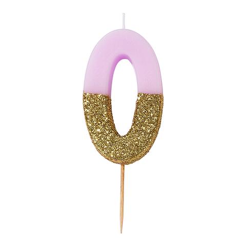 Pink Glitter Number Candles