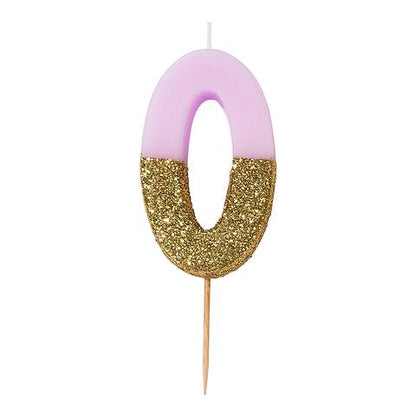 Pink Glitter Number Candles