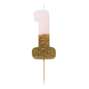 Pink Glitter Number Candles