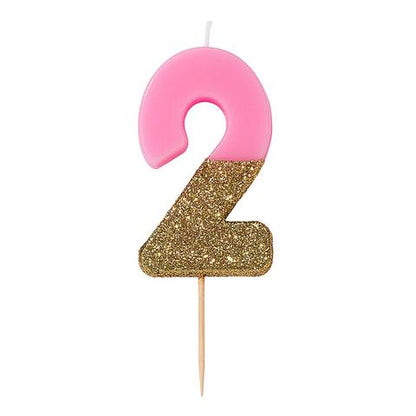 Pink Glitter Number Candles