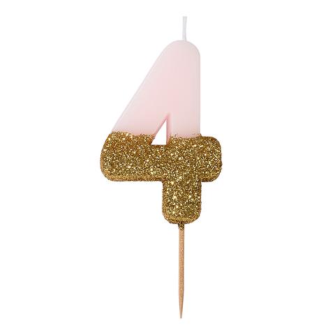 Pink Glitter Number Candles