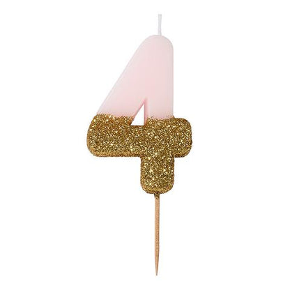 Pink Glitter Number Candles
