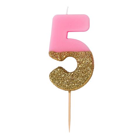 Pink Glitter Number Candles