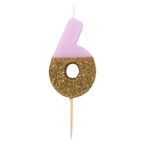 Pink Glitter Number Candles
