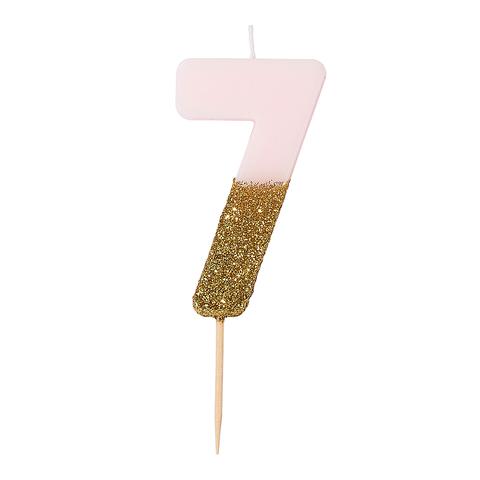 Pink Glitter Number Candles