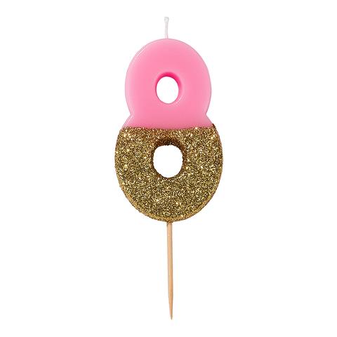 Pink Glitter Number Candles