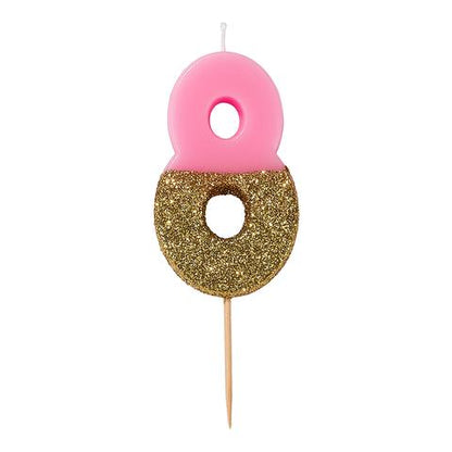 Pink Glitter Number Candles