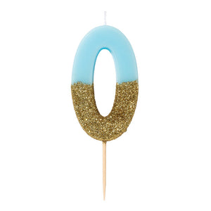 Blue Glitter Number Candles