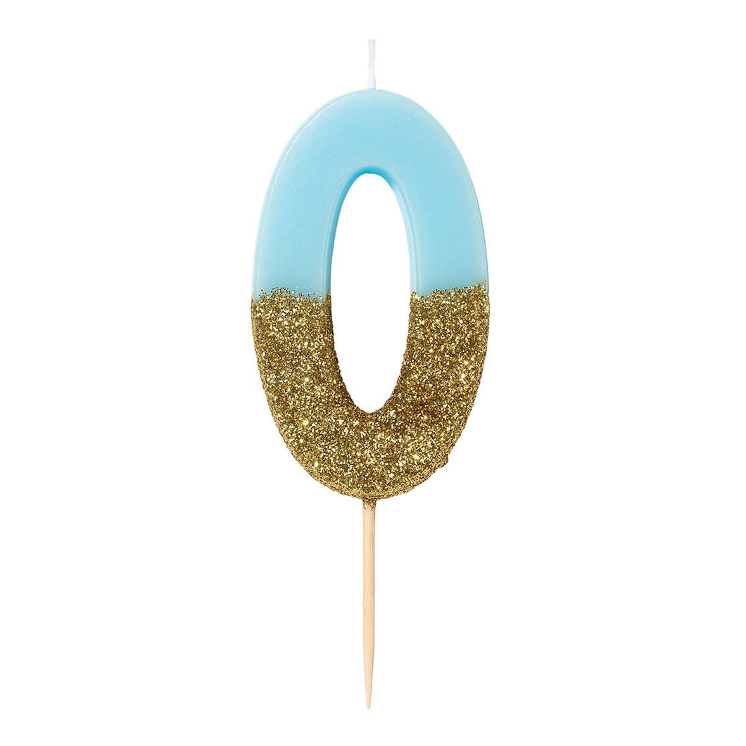 Blue Glitter Number Candles