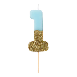 Blue Glitter Number Candles