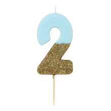 Blue Glitter Number Candles