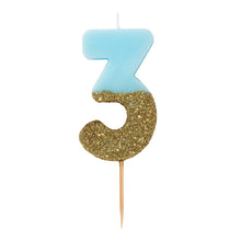 Blue Glitter Number Candles