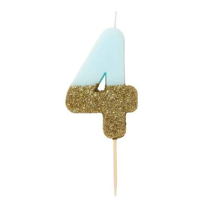 Blue Glitter Number Candles