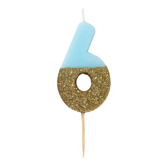 Blue Glitter Number Candles