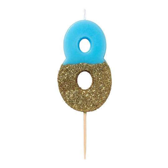 Blue Glitter Number Candles