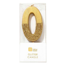 Gold Glitter Candle Number 0