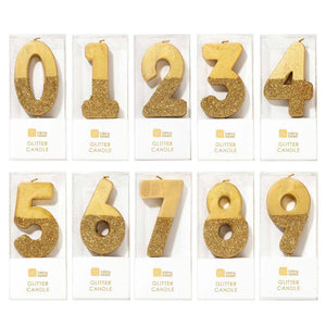 Gold Glitter Number Candles