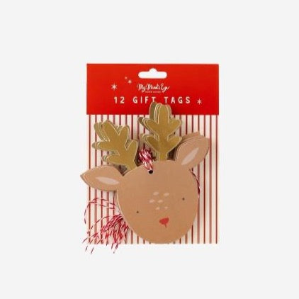Dear Rudolph Reindeer Oversized Tags