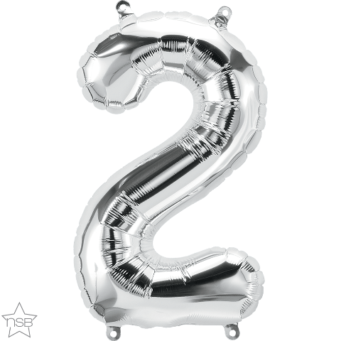 Air Filled 16" Silver Number Balloons