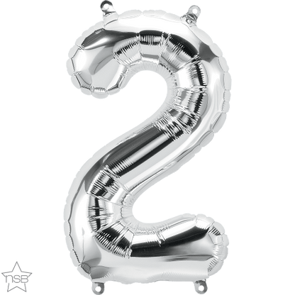 Air Filled 16" Silver Number Balloons