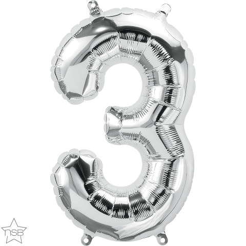 Air Filled 16" Silver Number Balloons